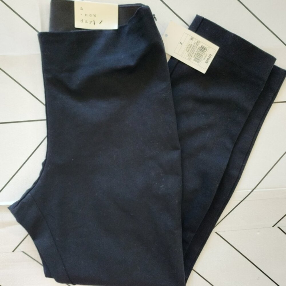 A New Day Women's Solid Black High-Rise Skinny Ankle Pants, Size 2, Fitted Hip
